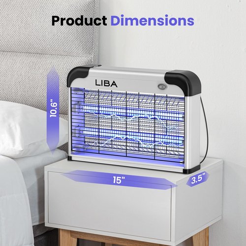 LiBa Electric Bug Zapper, Indoor Insect Killer - (2) Extra Replacement Bulbs - Fly, Mosquito Killer and Repellent - Lightweight, Powerful 2800V Grid, Easy-to-Clean, with a Removable Washable Tray.