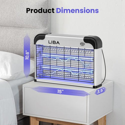 LiBa Electric Bug Zapper, Indoor Insect Killer - (2) Extra Replacement Bulbs - Fly, Mosquito Killer and Repellent - Lightweight, Powerful 2800V Grid, Easy-to-Clean, with a Removable Washable Tray.