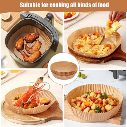Air Fryer Liners | 100PCS Non-Stick Parchment Paper for 2-5QT Air Fryers - 6.3 Inch Round