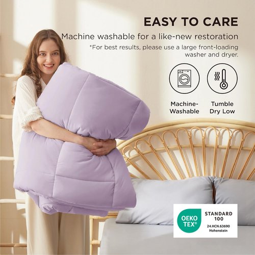 Bedsure Comforter Duvet Insert - Quilted Comforters Full Size, All Season Duvet, GentleSoft Down Alternative Bedding Blanket, with 8 Tabs, Gifts for Women/Men, Light Purple, Full 86 x 82 Inches