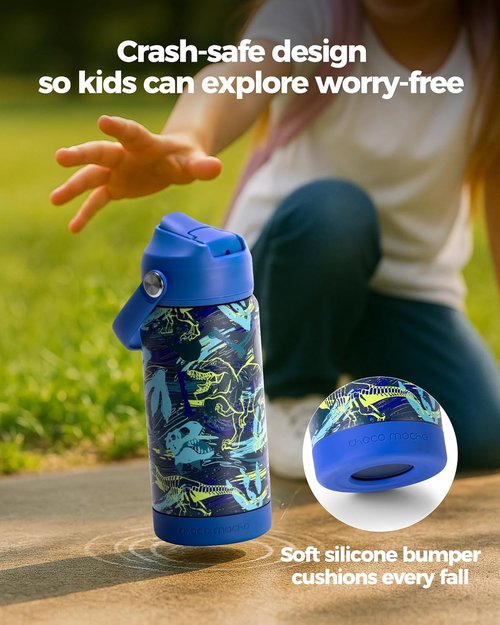 Choco Mocha Kids Water Bottle - Insulated Stainless Steel for School | 14oz Monster Truck Design