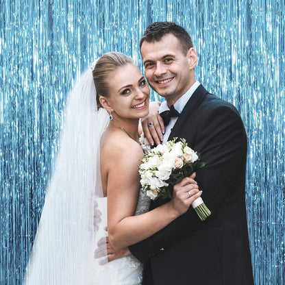 Skiennix 10-Pack Blue Backdrop Curtain - Tinsel Streamers for Ocean-Themed Birthday & Party Decor