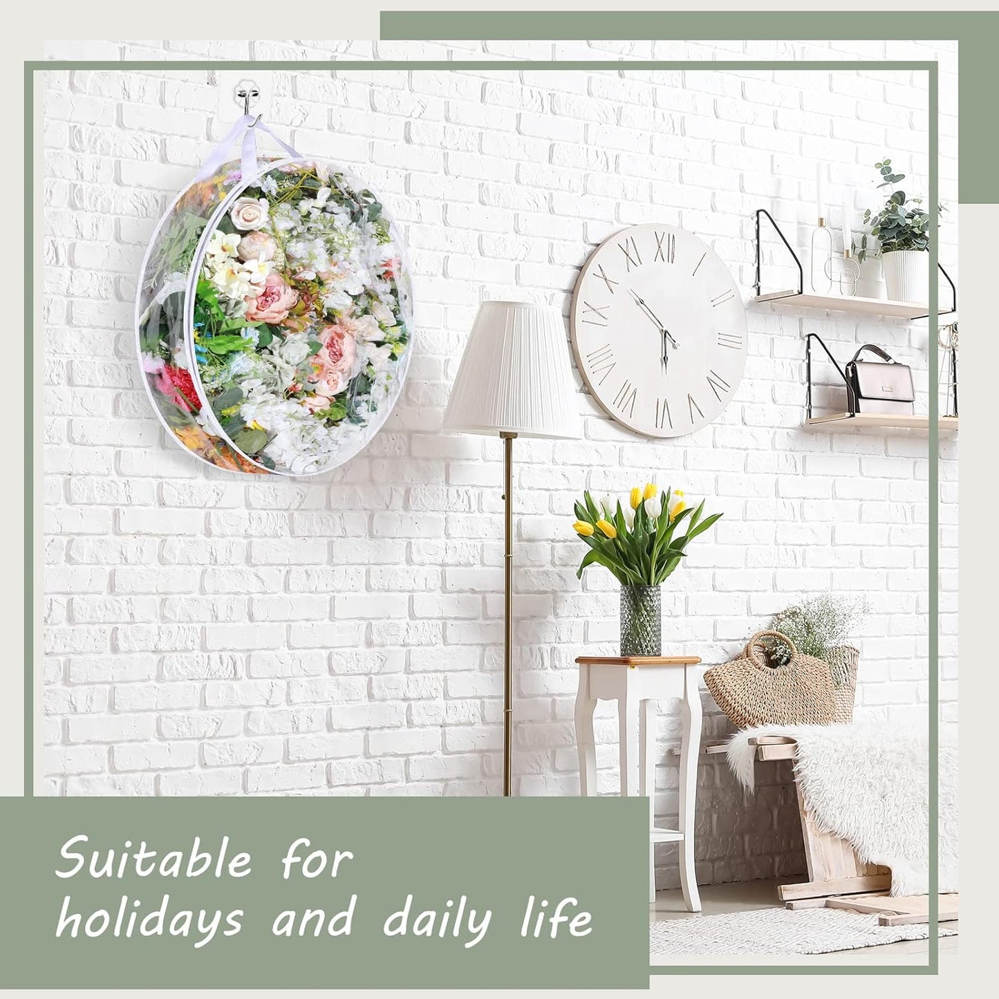 Remagr Wreath Storage Bag - 30 Inch Clear Plastic Container for Holiday & Wedding Wreaths