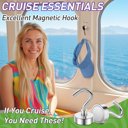 Skiennix 12 Pack Magnetic Hooks - Heavy Duty 30lbs+ for Cruise Cabins & Kitchen | Versatile Metal Hooks