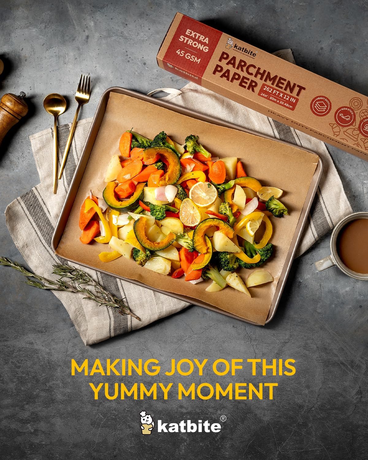 Skiennix Unbleached Parchment Paper Roll - Heavy Duty Non-Stick Baking Paper 12in x 262ft