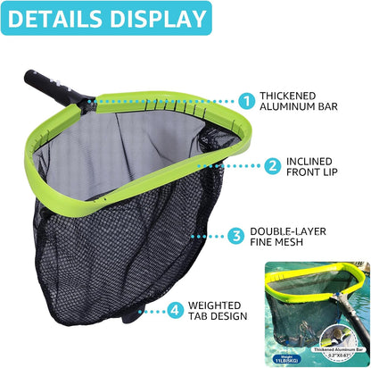 Sepetrel Deluxe Swimming Pool Cleaning Kit - Professional Leaf Skimmer, Fine Mesh Net & 17.5" Brush Head