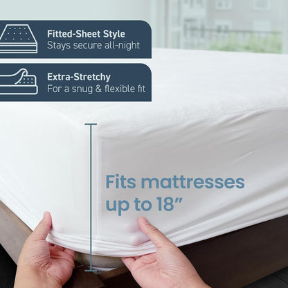 SafeRest Waterproof Mattress Protector - Twin Size, Fitted Design, Machine Washable Cotton Blend