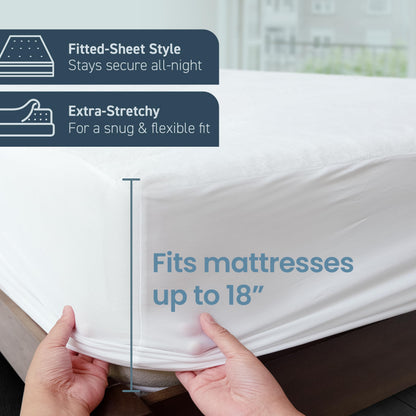 SafeRest Waterproof Twin XL Size Mattress Protector - Fitted with Stretchable Pockets - Machine Washable Cotton Blend Mattress Cover for Bed
