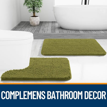 OLANLY Bathroom Rugs 30x20, Extra Soft Absorbent Chenille Bath Rugs, Rubber Backing Quick Dry, Machine Washable Bath Mats for Bathroom Floor, Tub and Shower, Home Decor Accessories, Willow Green