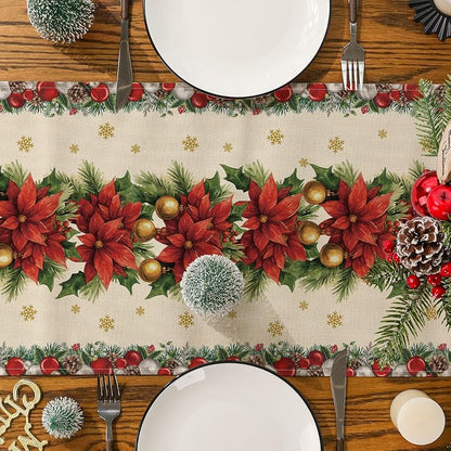 Siilues 220 GSM Merry Christmas Table Runner 13x36 Inch - Polyester Holiday Decor