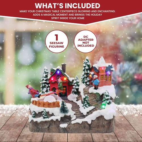 Christmas Village Rocking Seesaw - Animated Pre-Lit Winter Snow Town Decor | Ideal for Holiday Displays