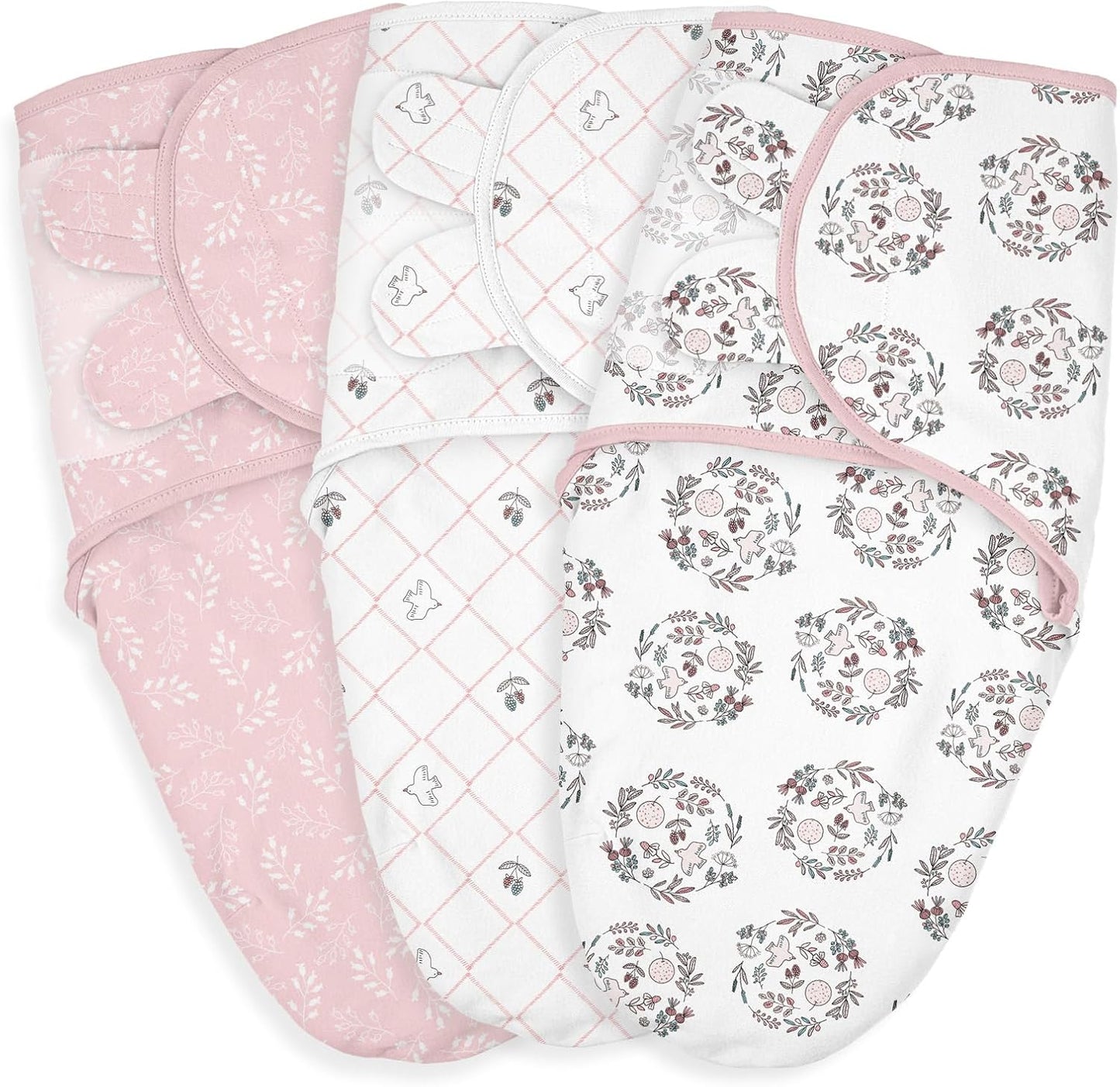 Skiennix Baby Swaddle Sleep Sacks - 3-Pack Organic Cotton Wraps with Adjustable Wings | Breathable for 0-3 Months