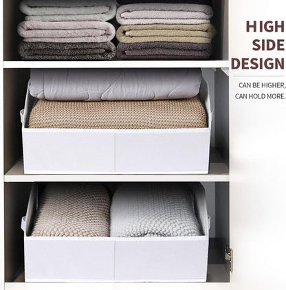 Homsorout Decorative Storage Baskets - Trapezoid Closet Bins with Handles, 8 Pack, White