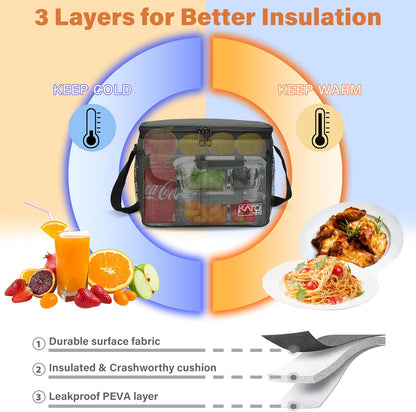 Tirrinia Insulated Lunch Bag - Leakproof Soft Cooler for Adults & Kids | Charcoal Color, Perfect for Work, School & Picnics