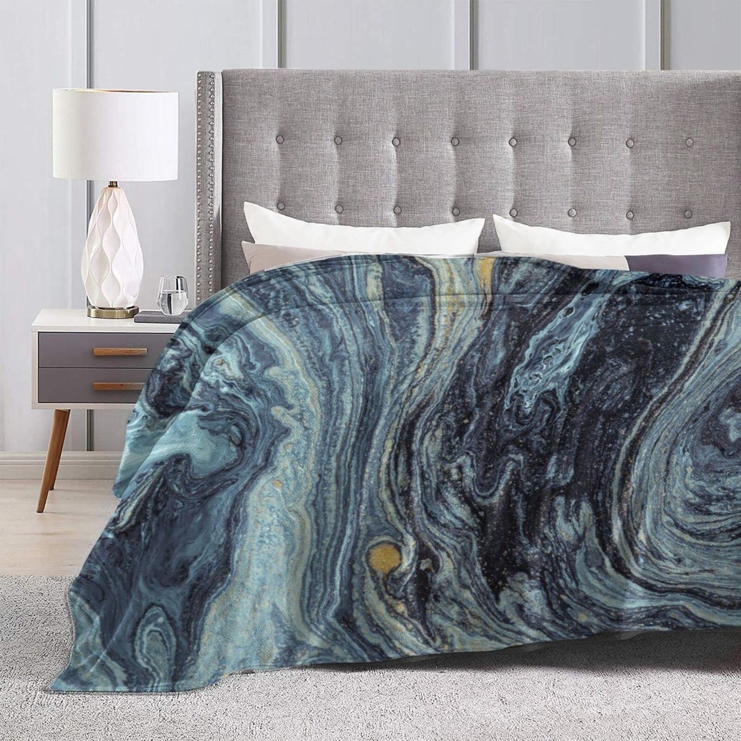 Perinsto Marble Background Throw Blanket Ultra Soft Warm All Season Decorative Fleece Blankets for Bed Chair Car Sofa Couch Bedroom 50"X40"