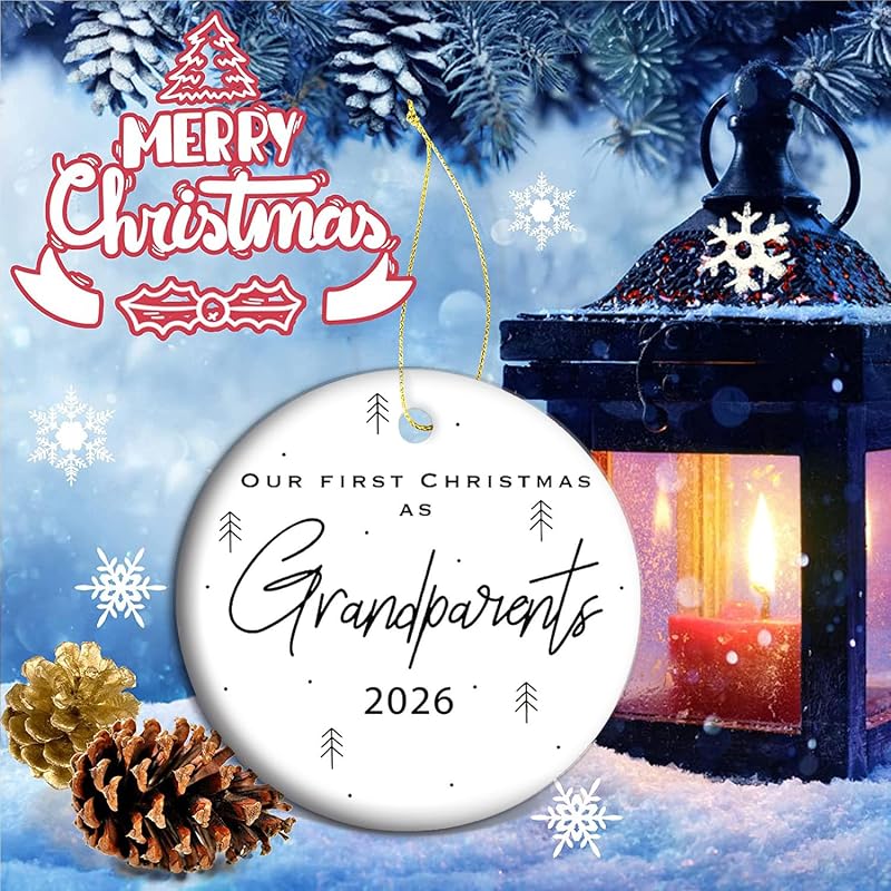 Our First Christmas As Grandparents 2026 Ornament - Grandfather Grandmother Edition (Variation 22)