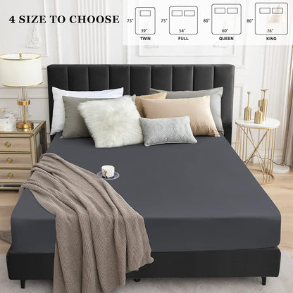 Sufdari Twin Size Mattress Protector - Waterproof Fitted Cover with 18" Deep Pocket | Washable & Comfortable - Deep Gray
