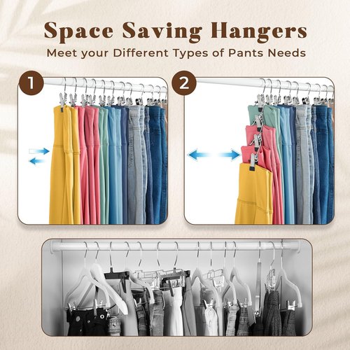 HOUSE DAY Black Velvet Hangers - 60 Pack with Clips for Leggings Organization & Storage