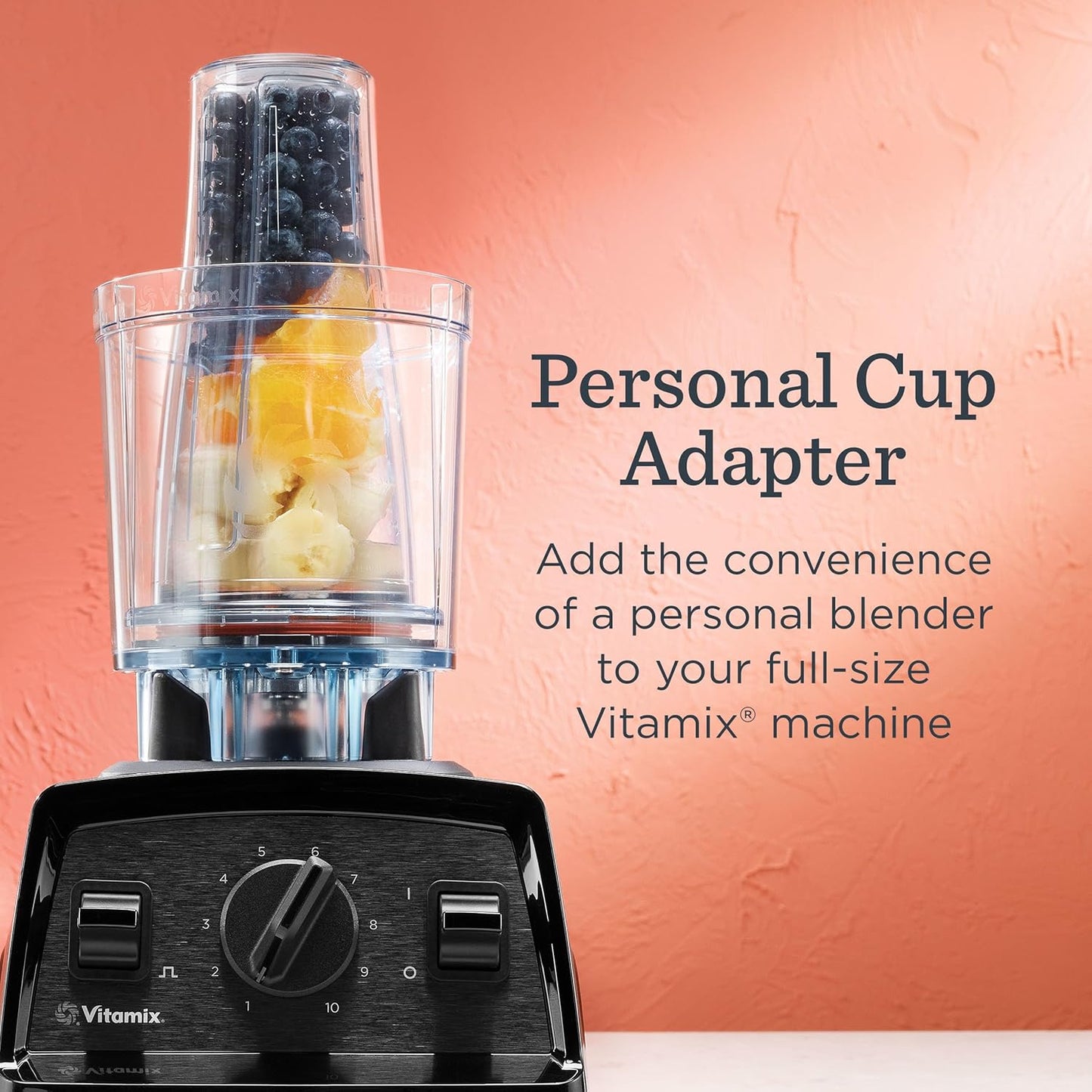 Vitamix Personal Cup Adapter - BPA-Free, Dishwasher-Safe with Two 20-Ounce Blender Cups & Lids