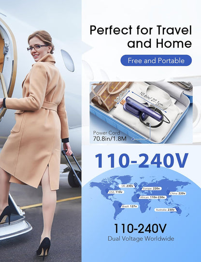 Skiennix Smart Travel Steamer - 2-in-1 Portable Iron with Fast Heat-Up, 100ml Tank, Compact Size - Azure