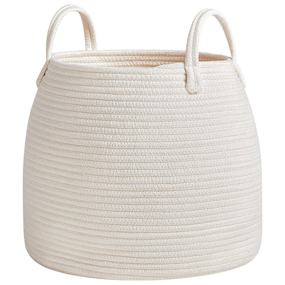 R RUNKA Nursery Laundry Basket | Kids Hamper for Blankets, Pillows,Toys (15"x 13")| Baby Toy Basket | Nursery Storage for Boho Room Decor | Ideal Gift for Baby Showers| White
