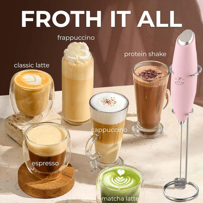Zulay Kitchen Tornado Triple Whisk Milk Frother - Handheld Foam Maker for Coffee & Lattes | Includes 4 Duracell Batteries
