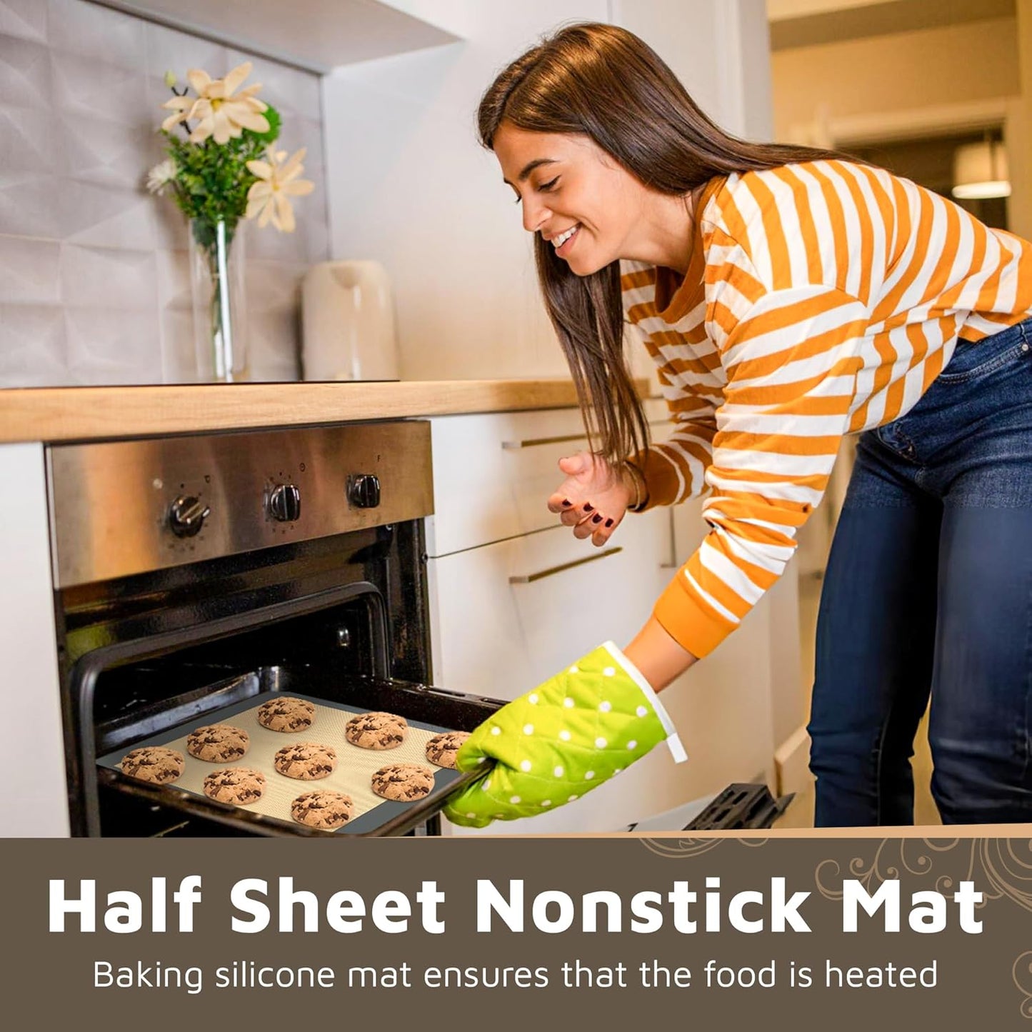 Skiennix Silicone Baking Mats - Nonstick 4-Pack for Macarons & Cookies | 2 Half & 2 Quarter Sizes