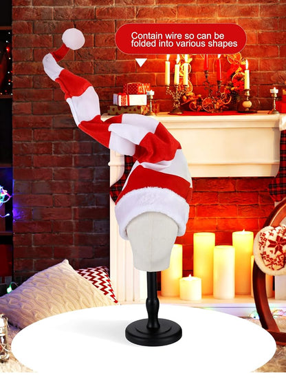 Elf Hat Set - 2 Pack Christmas Santa/Elf Hats 35 x 12 in Red & Green Striped