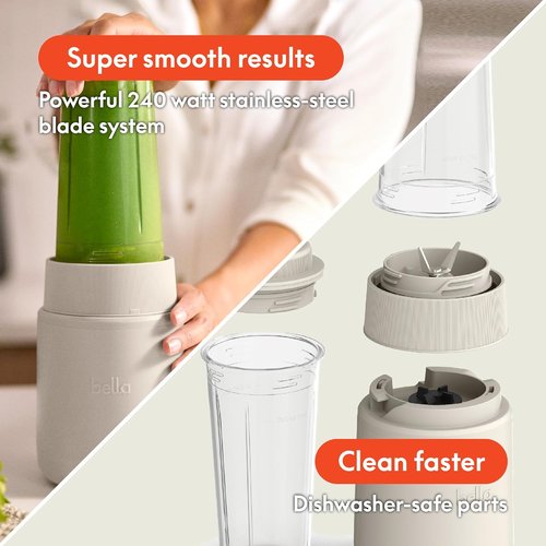 Bella Portable Rocket Blender - 6 Pcs Juicer & Smoothie Maker | BPA-Free, 240W Motor, Stainless Steel Blade