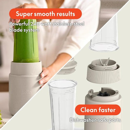 Bella Portable Rocket Blender - 6 Pcs Juicer & Smoothie Maker | BPA-Free, 240W Motor, 4 Tip Blade