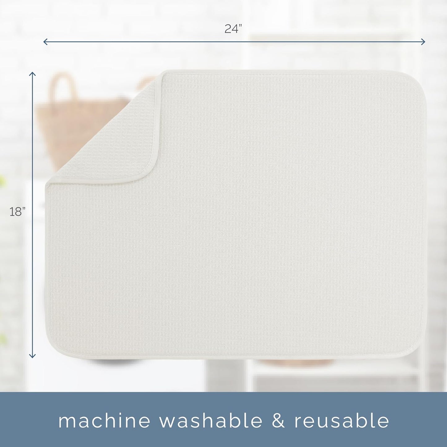 S&T INC. XL Dish Drying Mat - Absorbent Microfiber Kitchen Counter Pad, 18” x 24”, Cream