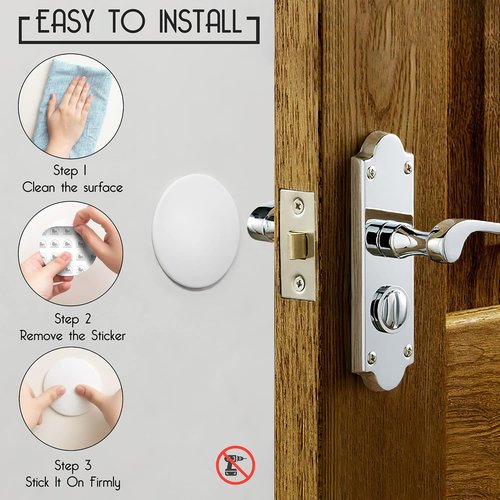 Door Stoppers | Skiennix Large 3.15" Silicone Wall Protectors - Quiet & Shock Absorbent - 4 PCS - White