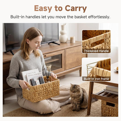 StorageWorks Wicker Basket - Organizing Baskets with Built-in Handles | Medium 2-Pack in Natural Hyacinth