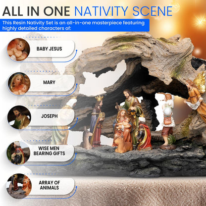 Steadfast Selections Christmas Nativity Set Indoor, Nativity Scene for Christmas Indoor, Pesebre De Navidad, Small Nativity Sets & Figures