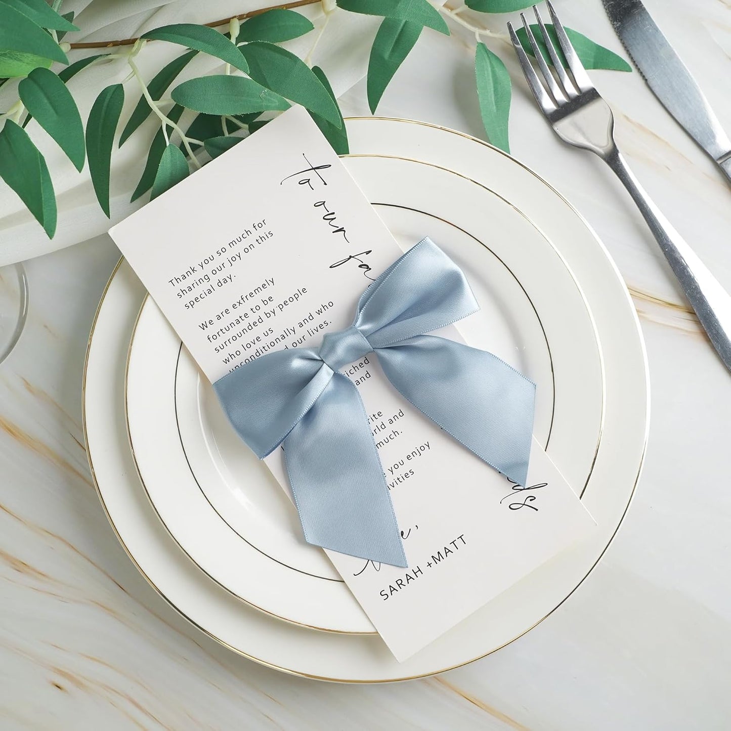 AIMUDI Dusty Blue Wedding Bows - 4.5" Pre-Tied Blue Ribbon Bows for Baby Showers & Gifts | 36 Pack