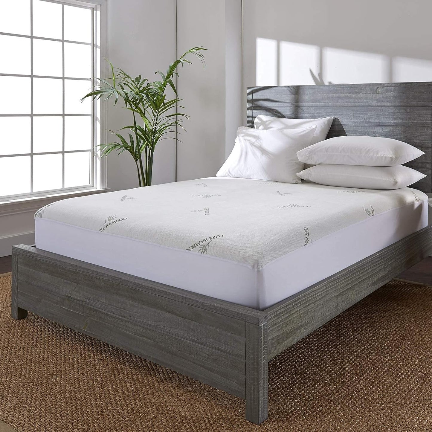 PURE BAMBOO King Mattress Protector - Waterproof, Breathable & Noiseless Cover for Moisture & Stain Protection