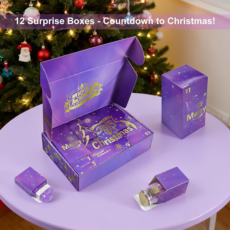 Lavender Spa Advent Calendar 2026 for Women – Purple Countdown Gift Set with Bath Accessories