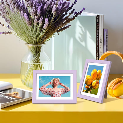 Upsimples 5x7 Picture Frame - Display 4x6 Photos with Mat or 5x7 Without | Purple, 1 Pack