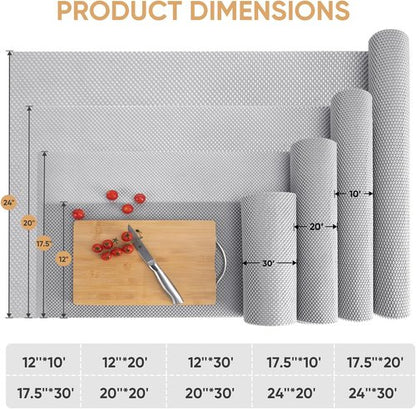 BALEINE Cabinet Liner - Non-Adhesive, Non-Slip Drawer & Shelf Protector | 12 in x 10 Ft, Gray