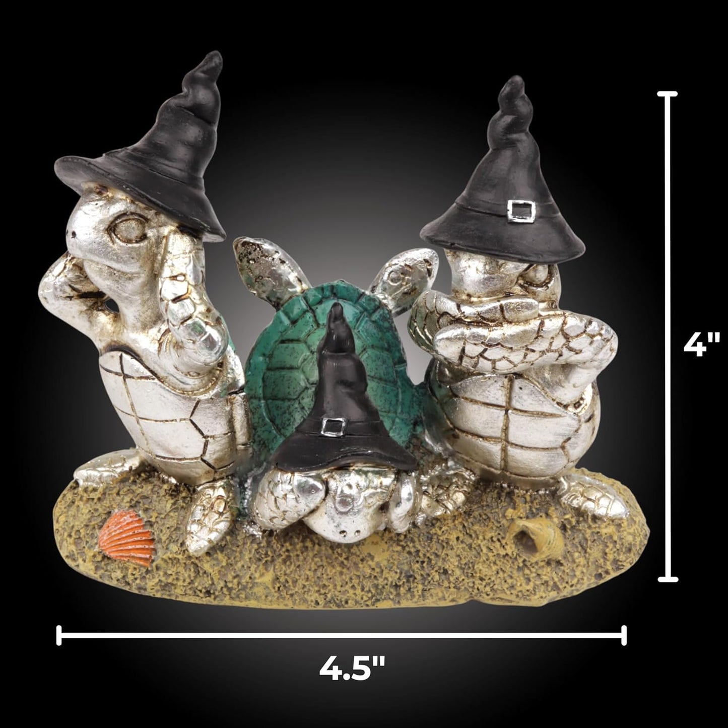 Needzo Turtle Figurine - Hear See Speak No Evil Halloween Sea Creature Decoration | 4.5 x 4 Inches
