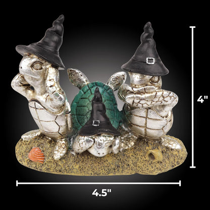 Needzo Turtle Figurine - Hear See Speak No Evil Halloween Sea Creature Decoration | 4.5 x 4 Inches