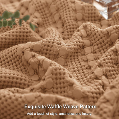 PHF 100% Cotton Waffle Body Pillowcase with Zipper, 1 Pack 20" x 54" Soft Skin-Friendly Pillow Sham, No Filling, Aesthetic Woven and Breathable Waffle Weave Body Pillow Cover for Bed, Clay