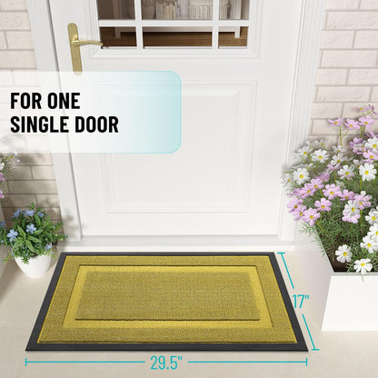 OLANLY Indoor Outdoor Front Door Mat - Waterproof All-Season Doormat, Easy Clean, 47x23, Lime Green