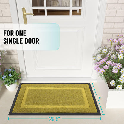 OLANLY Front Door Mat Indoor Outdoor Entrance, Waterproof All-Season, All-Weather Doormat, Sturdy Natural Rubber, Low Profile, Easy Clean Patio Porch Entryway Mat, 71x23, Lime Green