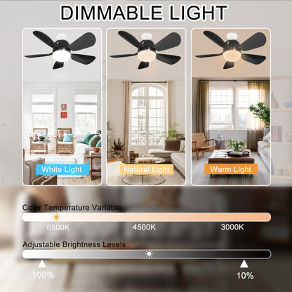 Socket Fans with Remote, E26 Screw in Ceiling Fans with Dimmable Lights, Adjustable Powerful Airflow Quiet Ceiling Fan Light Kit Bulb for Bedroom, Living Room, Kitchen, Garage (Black 2Pack)