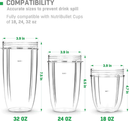 Nutribullet Flip Top To Go Lids - Convenient Replacement Parts for Blender Cups | Durable & Portable