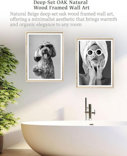 iHery Wall Art | Natural Beige Dimensional Oak Frame | Audrey Hepburn Canvas, 12x16in | Trendy Girls' Bedroom Decor