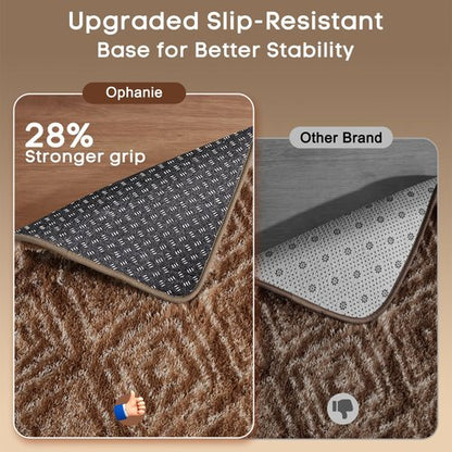 Ophanie Brown and White Diamond Striped Rugs for Living Room 6x9, Fluffy Shag Large Fuzzy Plush Soft Carpets, Shaggy Rugs for Bedroom, Carpet for Kids Boys Girls Dorm Nursery Home Decor Aesthetic