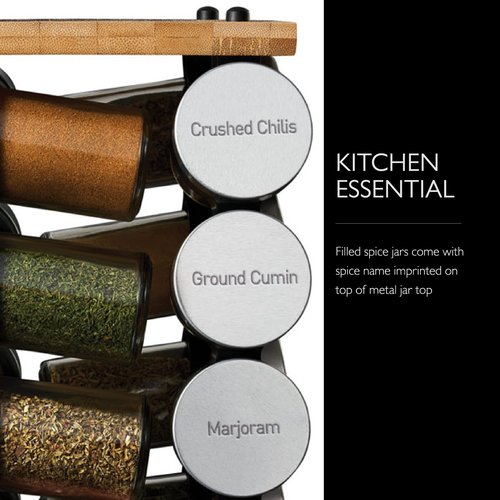 Cole & Mason Blyth Spice Rack Carousel, 16 Jar, Bamboo