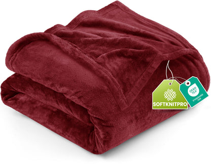 Utopia Bedding Fleece Blanket Twin Size Burgundy 300GSM Luxury Anti-Static Fuzzy Soft Microfiber Bed Blanket (60x80 Inch)
